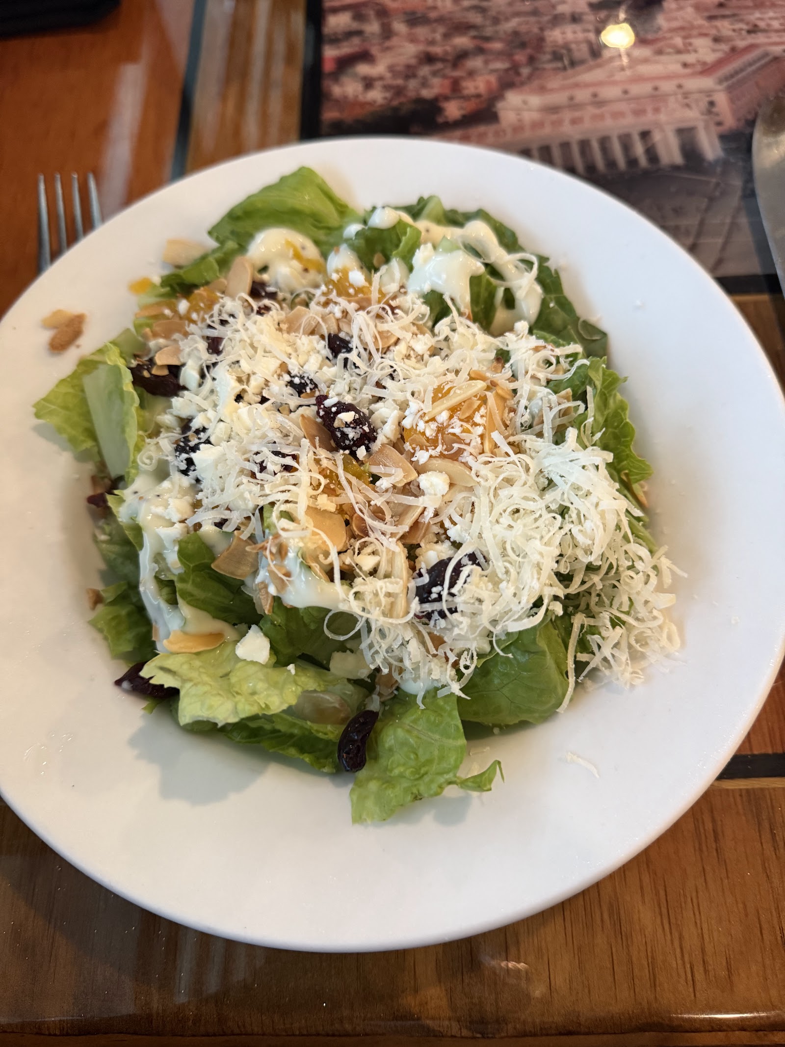 House salad with feta, almonds, and dried cranberries at Casa Mía